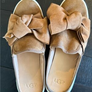 UGG Women's Tan Suede Bow Loafers